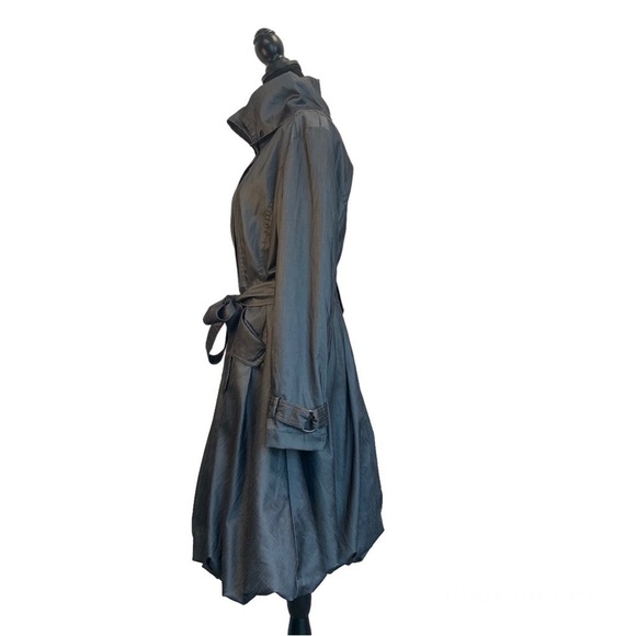 SAMUEL Dong Gray Belted Full Zip Water Resistant Bubble Trench Coat Sz L - Picture 4 of 16
